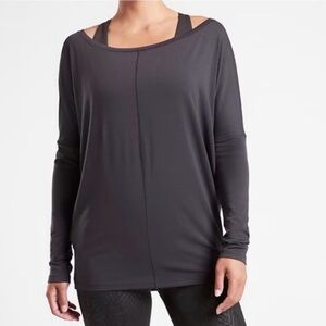 Athleta Women’s Purple/Grey Essence Flow Oversized Boat Neck Long Sleeve - Small